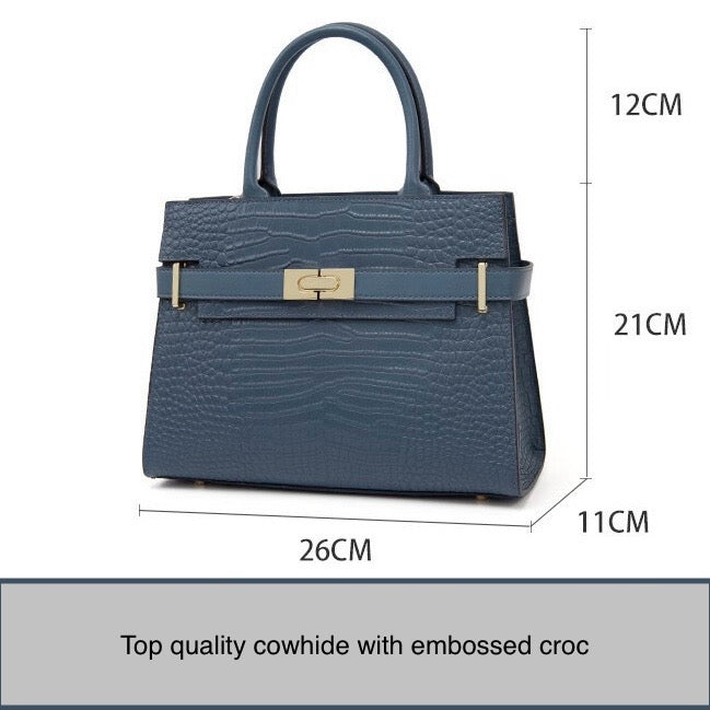 HMD genuine croc embossed leather lady handbags