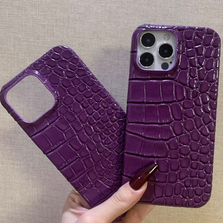 2pcs handmade embossed croc leather phone cases IPhone 15 pro/max