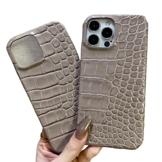 Gray alligator pattern leather iPhone15promax Apple cowhide mobile phone cases.